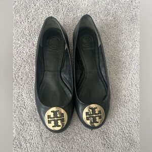 Tory Burch Black and Gold ballet flats